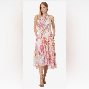 Vince Camino Chiffon Halter Hi Lo Midi Dress